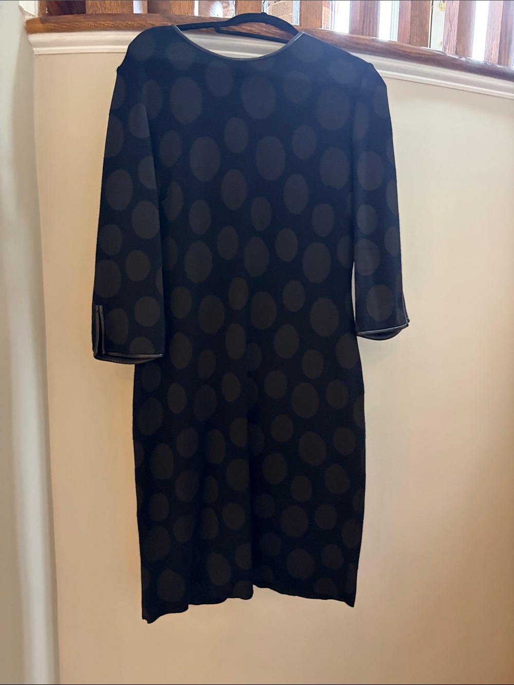 St. John Collection Black Polka Dot Long Sleeve Sheath Dress
